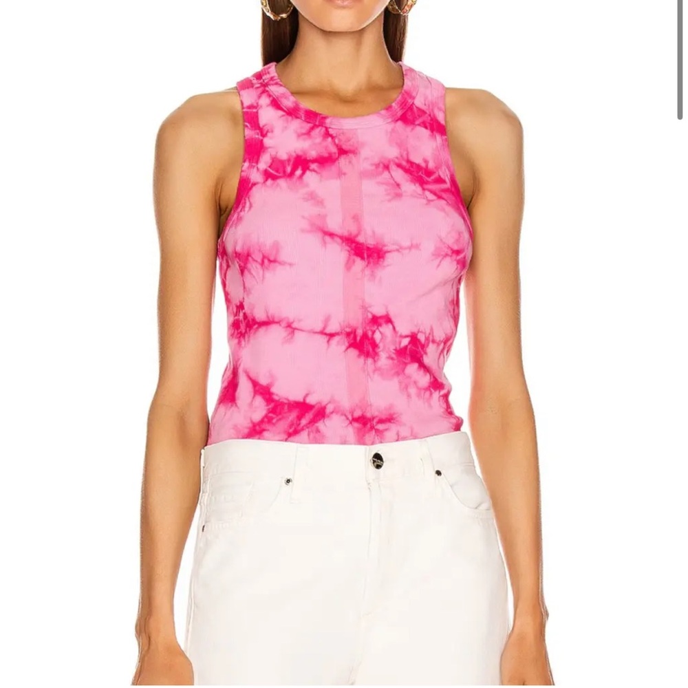 Proenza Schouler Pink Tie-Dye Ribbed Tank